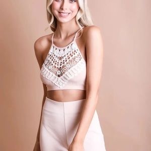 Rose Crochet Lace High Neck Bralette
